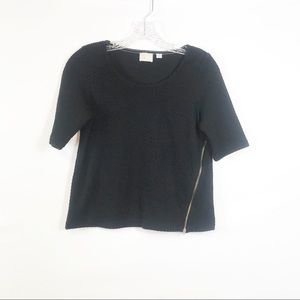 Anthropologie Postmark Black Knit Short Sleeve Top